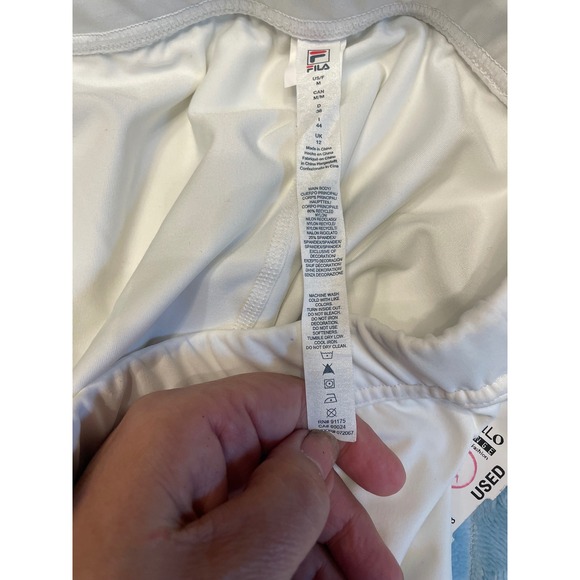 Fila Tennis Skirt Pleated Athletic Skort White Yellow Black Trim Women's Size S - Picture 3 of 4